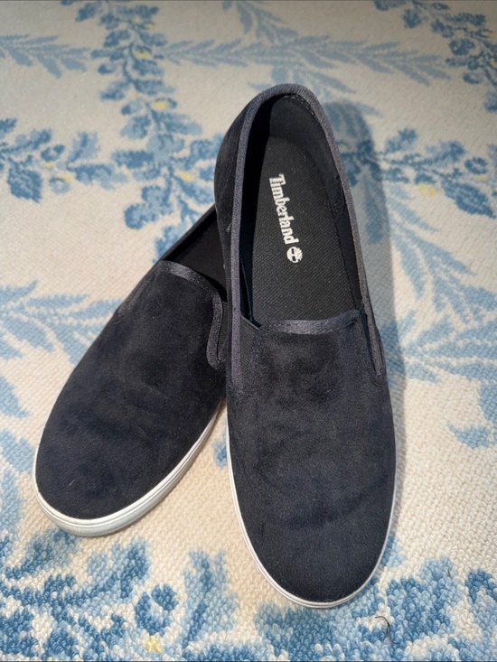 Timberland Shoes - Timberland Men's Black Suede Slip-On Loafers with White Sole
